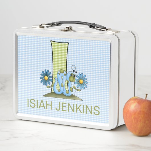Lunch Box Lettre I Inchworm et En vichy Monogrammed Boys (En situation)