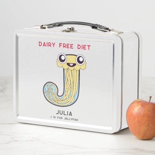 Lunch Box Lettre J Jellyfish Nom Allergies Retour À L'École (En situation)