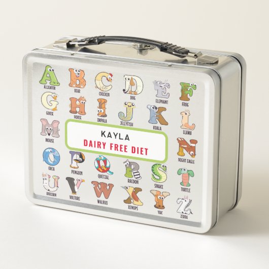 Lunch Box Lettre L Llama Ajouter Nom Allergies Retour À L'Éc (Dos)
