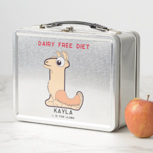 Lunch Box Lettre L Llama Ajouter Nom Allergies Retour À L'Éc