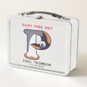 Lunch Box Lettre P Penguin Ajouter Nom Allergies Retour À L' (Devant)