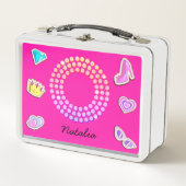 Lunch Box Lettre Rose Chaud O Monogramme Girl Retour À L'Éco (Devant)