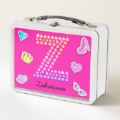 Lunch Box Lettre Rose Chaud Z Monogramme Fille Retour À L'Éc (Devant)