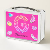 Lunch Box Lettre Rose Chaude G Monogramme Fille Retour À L'É (Dos)