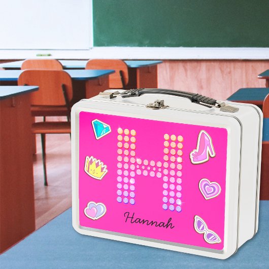 Lunch Box Lettre Rose Chaude H Monogramme Fille Retour À L'É