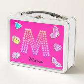 Lunch Box Lettre Rose Chaude M Monogramme Girly Retour À L'É (Devant)
