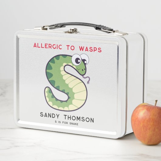 Lunch Box Lettre S Snake Ajouter Nom Allergies Retour À L'Éc (En situation)