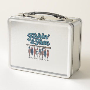 Lunch Box Leurre de pêche patriotique vintage Fishin' & Free