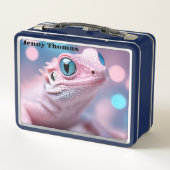 Lunch Box Lézard rose avec yeux bleus (Dos)