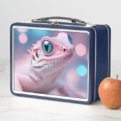 Lunch Box Lézard rose avec yeux bleus (En situation)