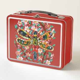 Lunch Box Libellule Colorée Parmi les Fleurs de Cerisier
