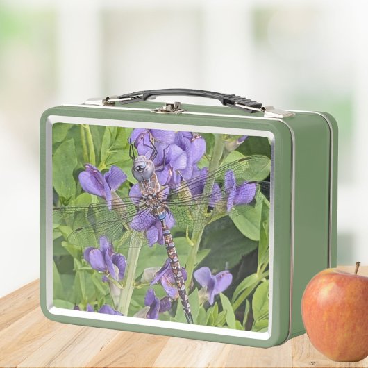 Lunch Box Libellule Darner aux Yeux Bleus sur Fleurs Violett