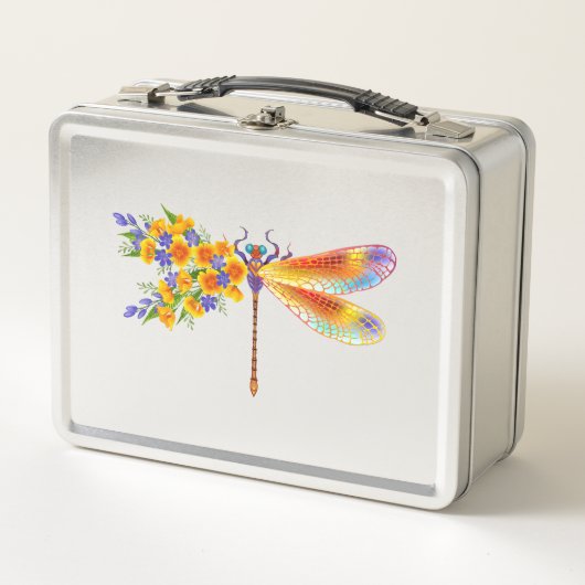 Lunch Box libellule de fleurs jaunes (Devant)