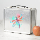 Lunch Box Libellule rouge sur fond aquarelle (En situation)