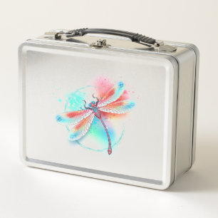 Lunch Box Libellule rouge sur fond aquarelle