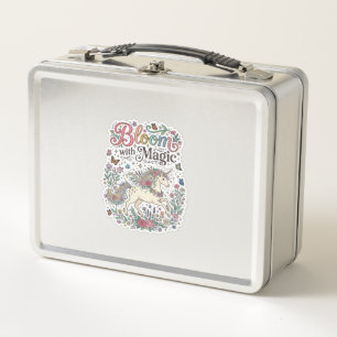 Lunch Box Licorne Bloom avec typographie vectorielle premium