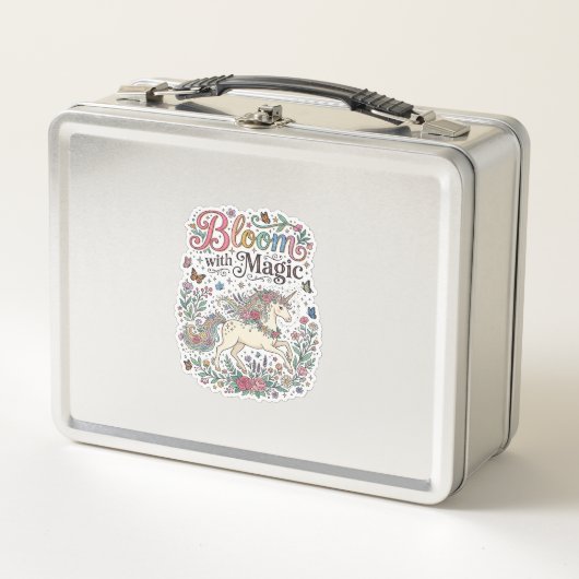 Lunch Box Licorne Bloom avec typographie vectorielle premium (Devant)
