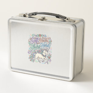 Lunch Box Licorne Cœur Doux Corne Pointue Fond Blanc Typogra