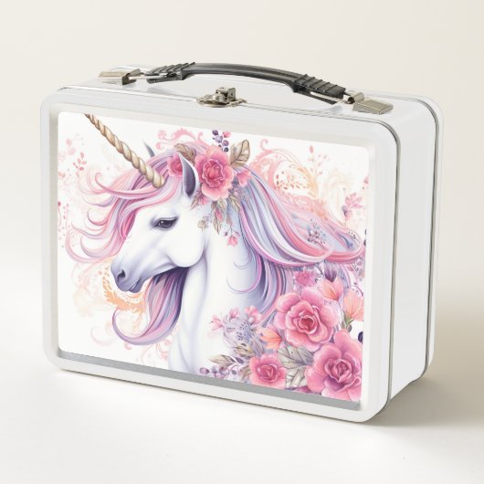 Lunch Box Licorne Florale Rose Mignonne (Devant)