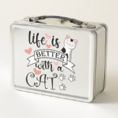 Lunch Box Life is Better With a Cat quote slogan (Dos)