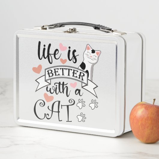 Lunch Box Life is Better With a Cat quote slogan (En situation)