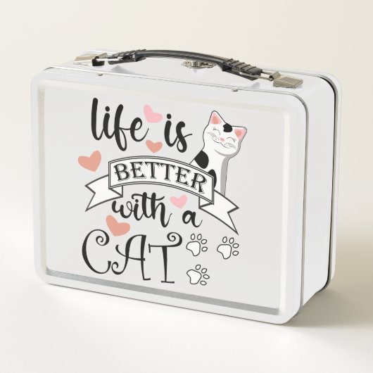 Lunch Box Life is Better With a Cat quote slogan (Dos)