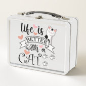 Lunch Box Life is Better With a Cat quote slogan (Devant)