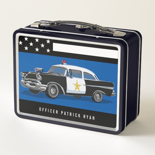 Lunch Box Ligne bleue du drapeau américain de la police Vint (Dos)