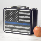Lunch Box Ligne Bleue Mince - Officier de Police - Drapeau A (En situation)
