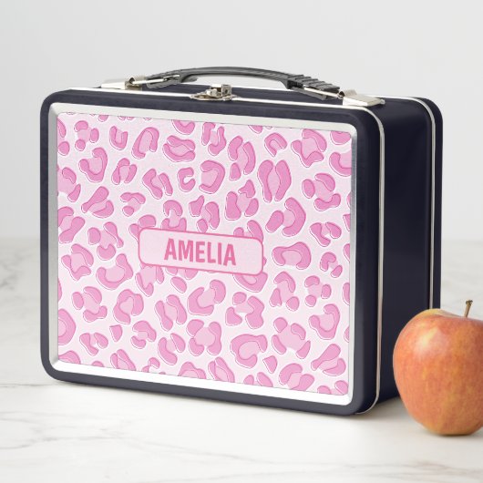 Lunch Box Ligne Leopard Preppy rose (En situation)