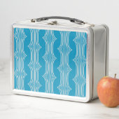 Lunch Box Lignes blanches Abstraites rétro sur Motif bleu (En situation)