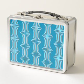 Lunch Box Lignes blanches Abstraites rétro sur Motif bleu