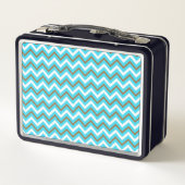 Lunch Box Lignes géométriques bleues marron blanches en zig (Dos)