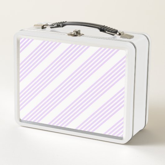 Lunch Box Lilac violet et blanc cinq bandes motif (Devant)