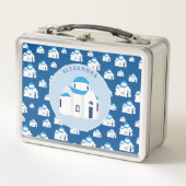 Lunch Box L'île grecque Santorin Blue Dome Eglise Monogramme (Devant)