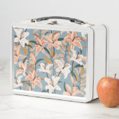 Lunch Box Lily Floral Blue Vintage Print (En situation)