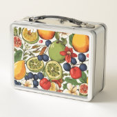 Lunch Box Limes méditerranéennes, citrons et fleurs. Peint (Dos)