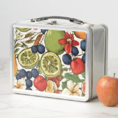 Lunch Box Limes méditerranéennes, citrons et fleurs. Peint (En situation)