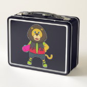 Lunch Box Lion as skater with skateboard (Dos)