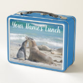 Lunch Box Lion de mer australien et bébé sur la plage (Dos)