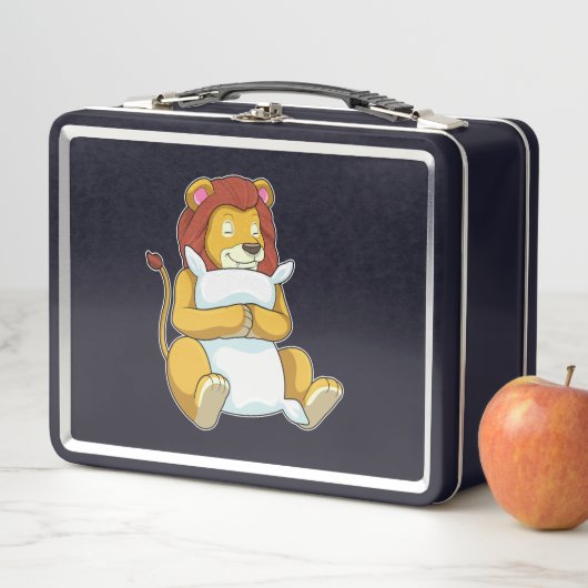 Lunch Box Lion dormant avec Coussin (En situation)