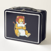 Lunch Box Lion dormant avec Coussin (Devant)