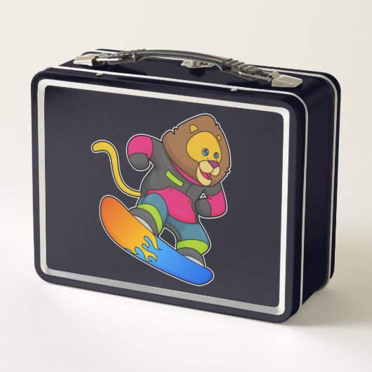 Lunch Box Lion en Snowboard avec Snowboard (Dos)