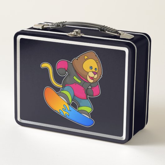 Lunch Box Lion en Snowboard avec Snowboard (Devant)