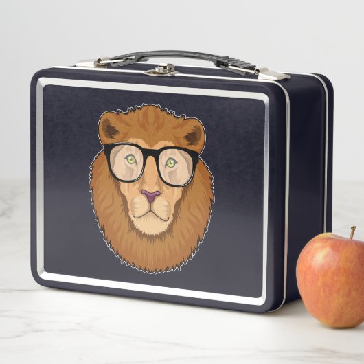 Lunch Box Lion Nerd avec lunettes (En situation)