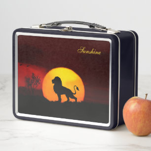 Lunch Box Lion sauvage, lever de soleil & calligraphie sur u