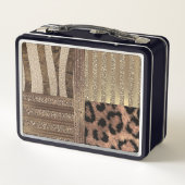 Lunch Box Lioness Safari Chic Jungle Gold Modern Sparkle (Dos)