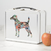 Lunch Box Lisse Fox Terrier Chien race Geo Silhouette Plaid (En situation)