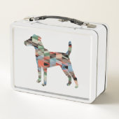 Lunch Box Lisse Fox Terrier Chien race Geo Silhouette Plaid (Dos)