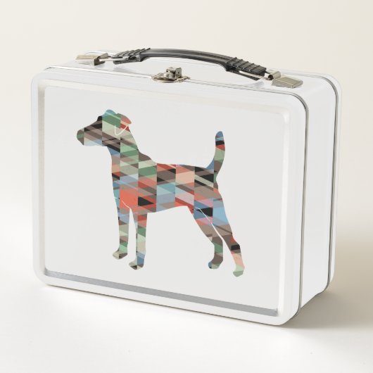 Lunch Box Lisse Fox Terrier Chien race Geo Silhouette Plaid (Devant)